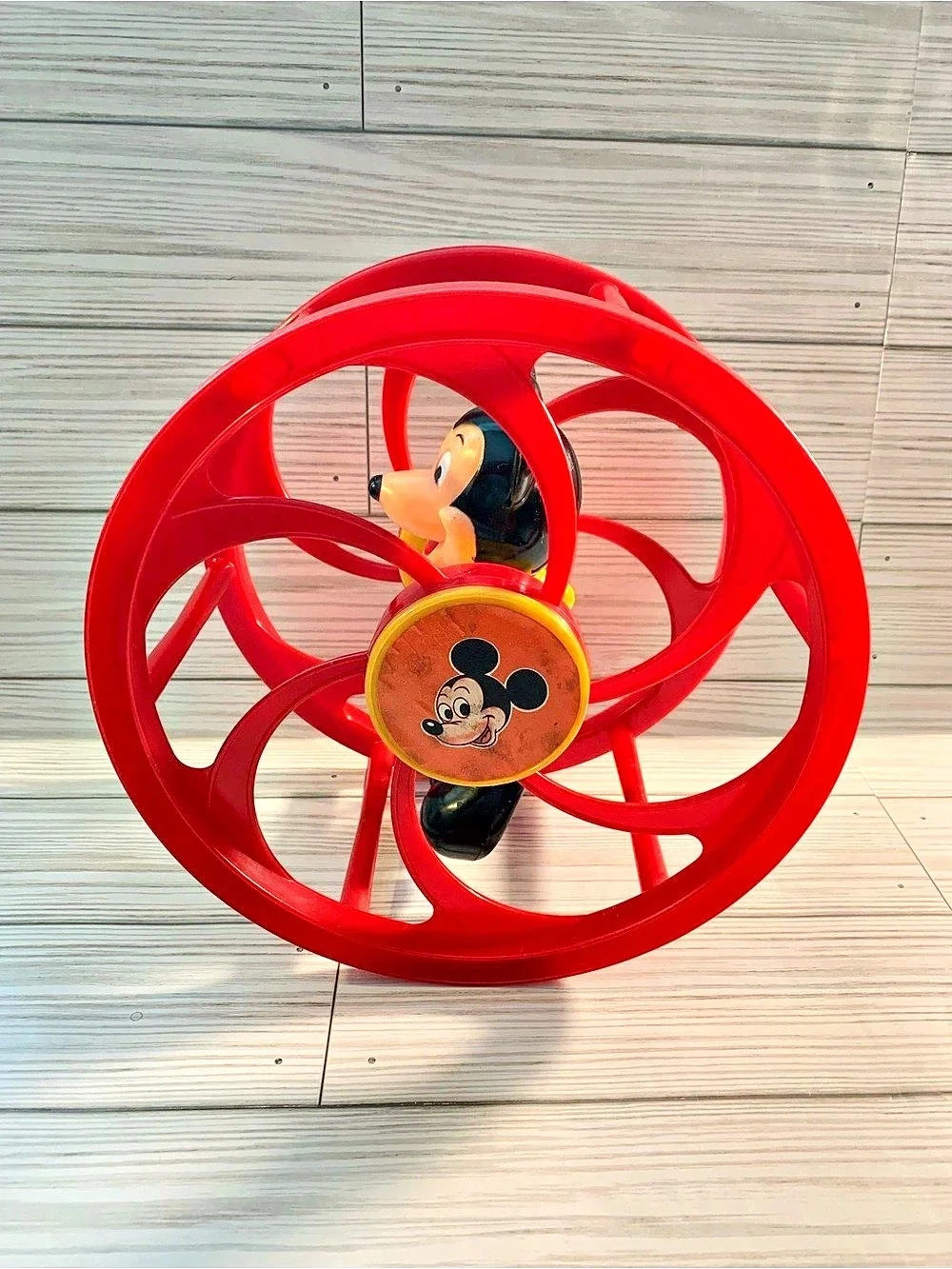 Disney Vintage Mickey Mouse Tumbling Wheel Toy